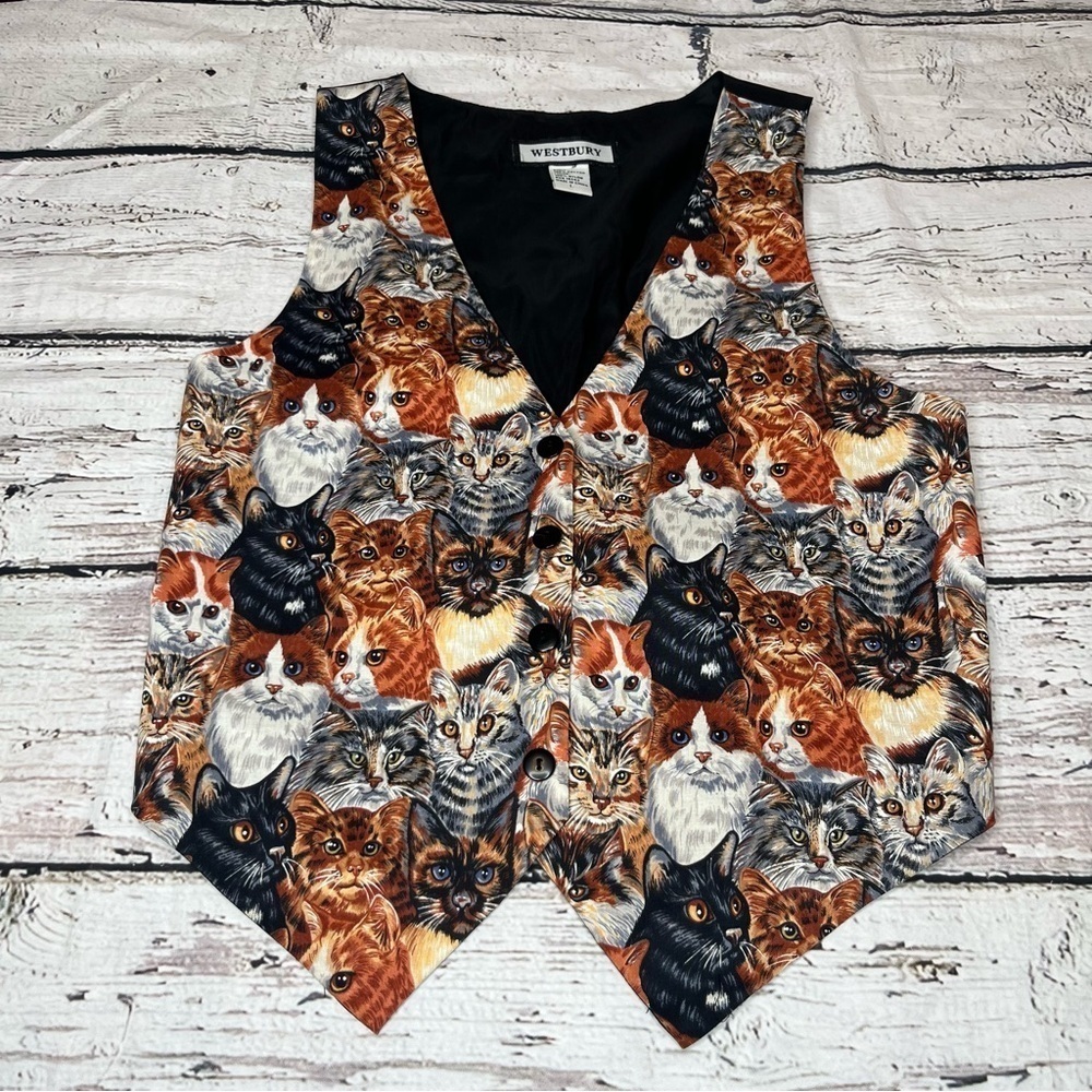 VTG Westbury Crazy Cat Lady Vest Size L